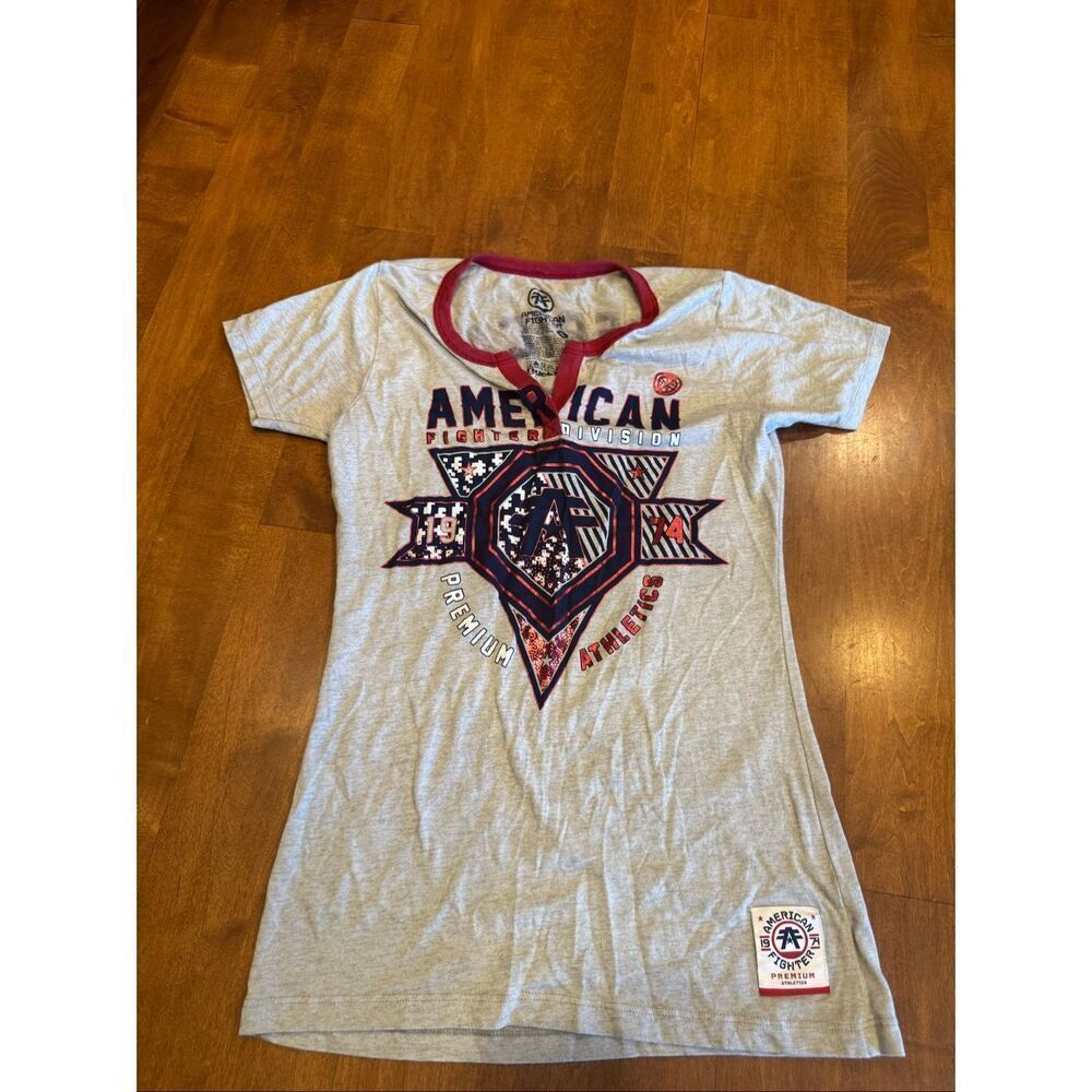 Y2K American Fighter Graphic Tee Women’s Medium MMA Affliction Style Double Side